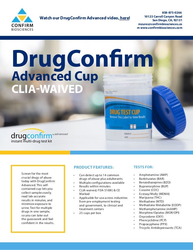 DrugConfirm Advanced Urine Drug Test Cups (CLIAWaived)
