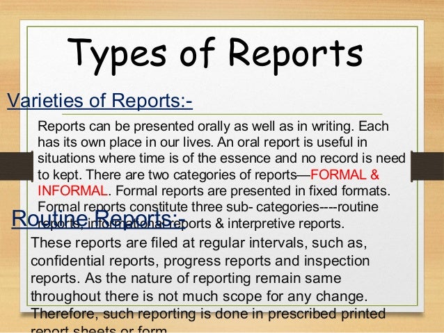 three types of report writing