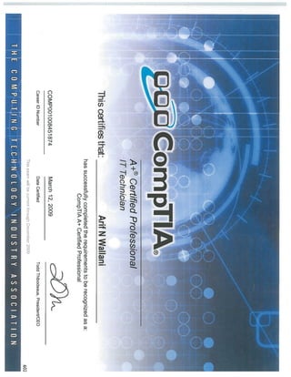 Comptia A+ Technician  certification