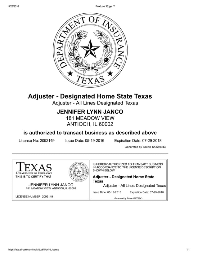 TX Adjuster License | PDF