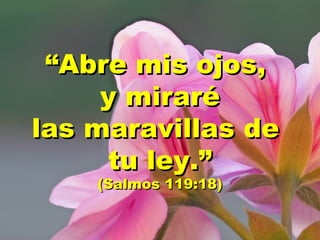 ““Abre mis ojos,Abre mis ojos,
y miraréy miraré
las maravillas delas maravillas de
tu ley.”tu ley.”
(Salmos 119:18)(Salmos 119:18)
 