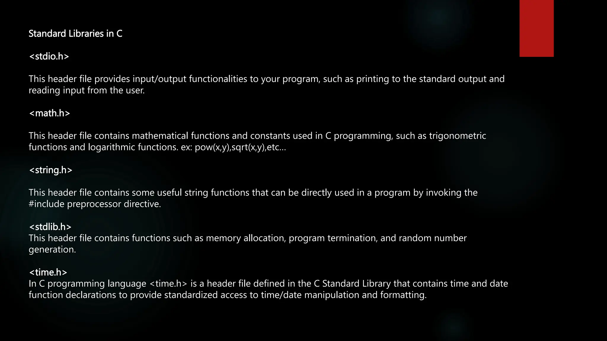 About the C Libraries which are essential | PPT