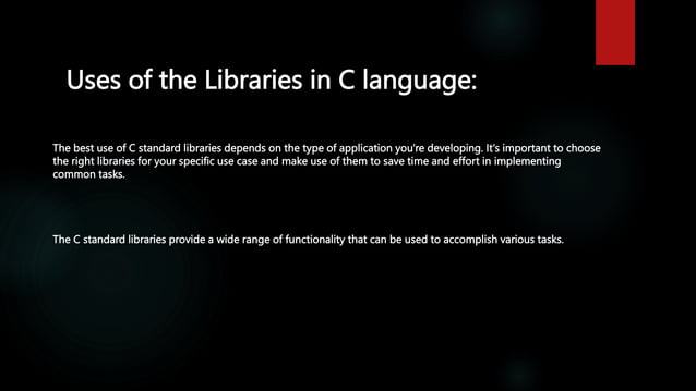 About the C Libraries which are essential | PPT
