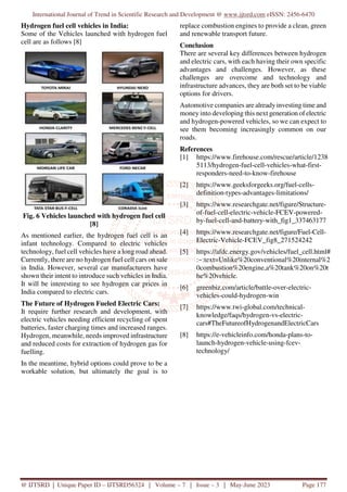 Hydrogen Fuel Cell Electric Vehicles Future of Sustainable Mobility | PDF