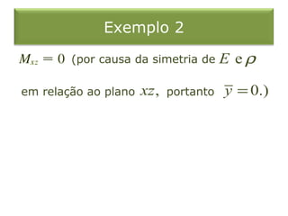 Exemplo 2
(por causa da simetria de
em relação ao plano portanto
eE ρ
,xz 0.)y =
 