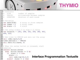 ACTIVITES
THYMIO
Interface Programmation Textuelle
 