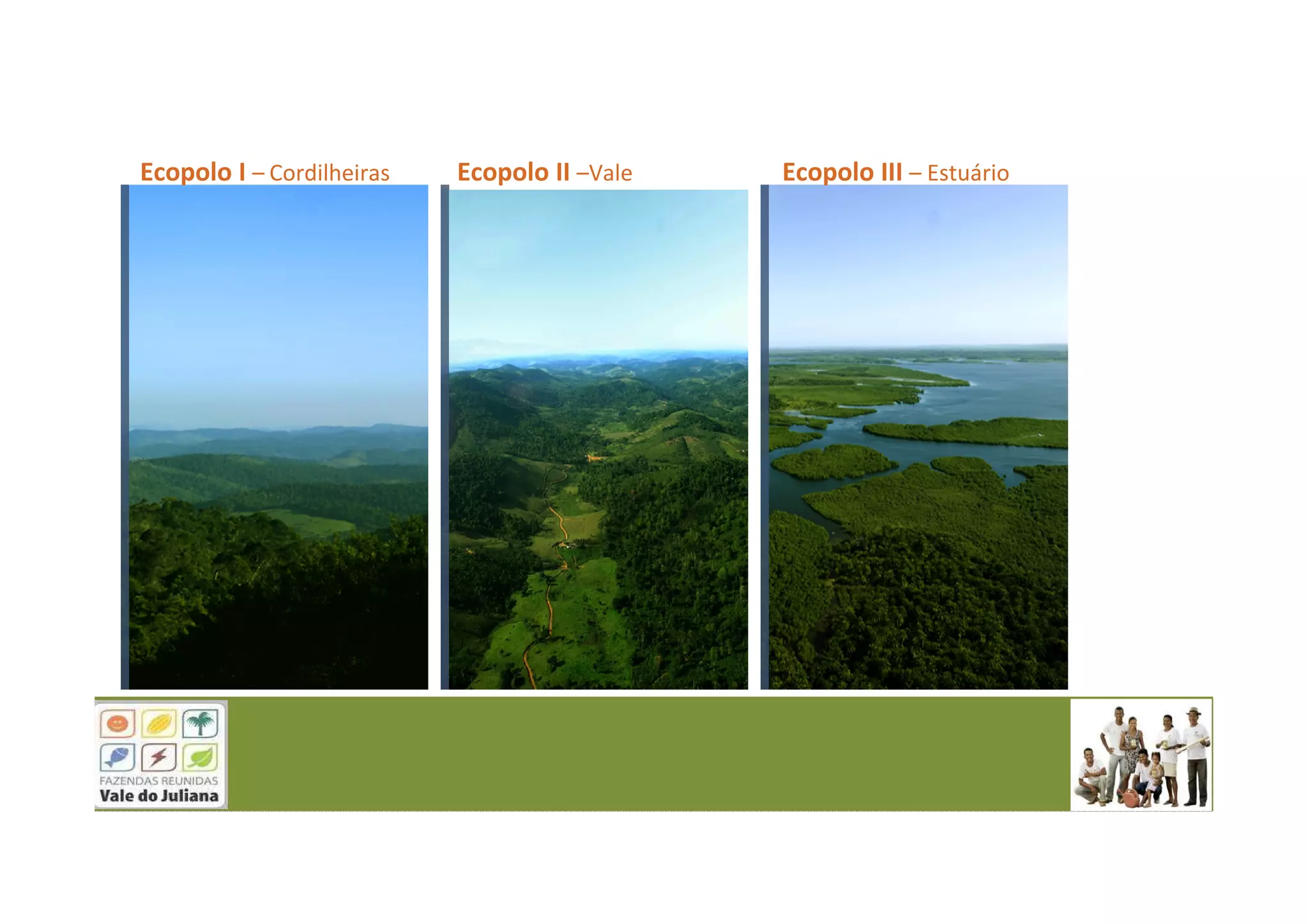 Ecopolo I – Cordilheiras Ecopolo II –Vale Ecopolo III – Estuário
 