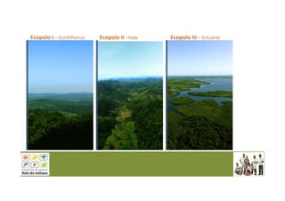 Ecopolo I – Cordilheiras Ecopolo II –Vale Ecopolo III – Estuário
 