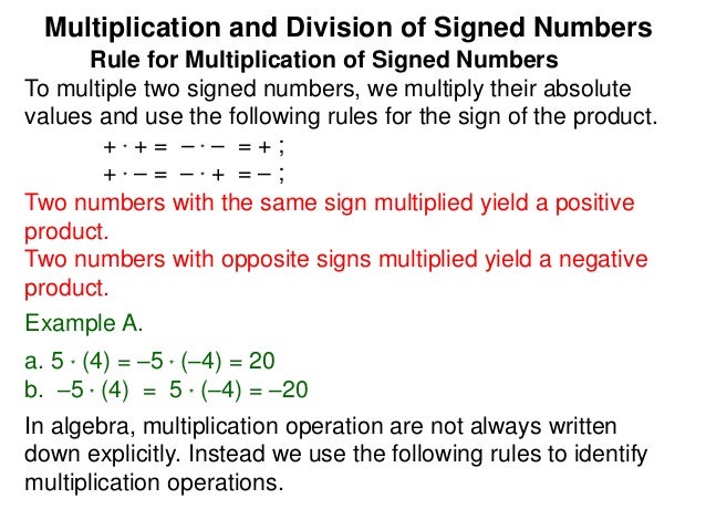23 multiplication and division of signed numbers