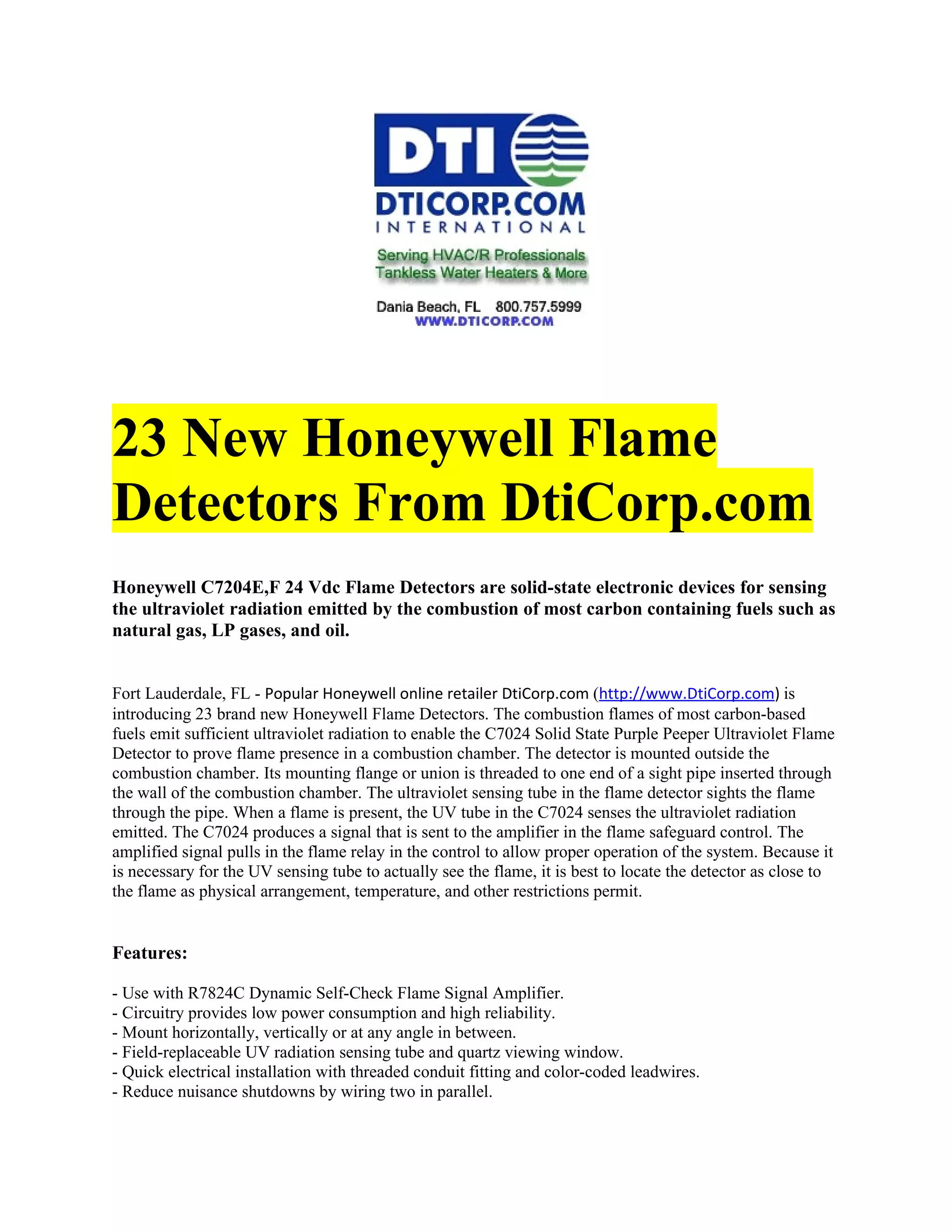 23 new honeywell flame detectors from