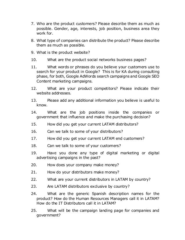 23oct17 consulting questionnaire from a digital marketing company to business consulting questionnaire