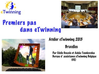 Premiers pas
dans eTwinning
Atelier eTwinning 2013
Bruxelles
Par Cécile Gouzée et Adela Tsonkovska
Bureau d’ assistance eTwinning Belgique
(FR)

 