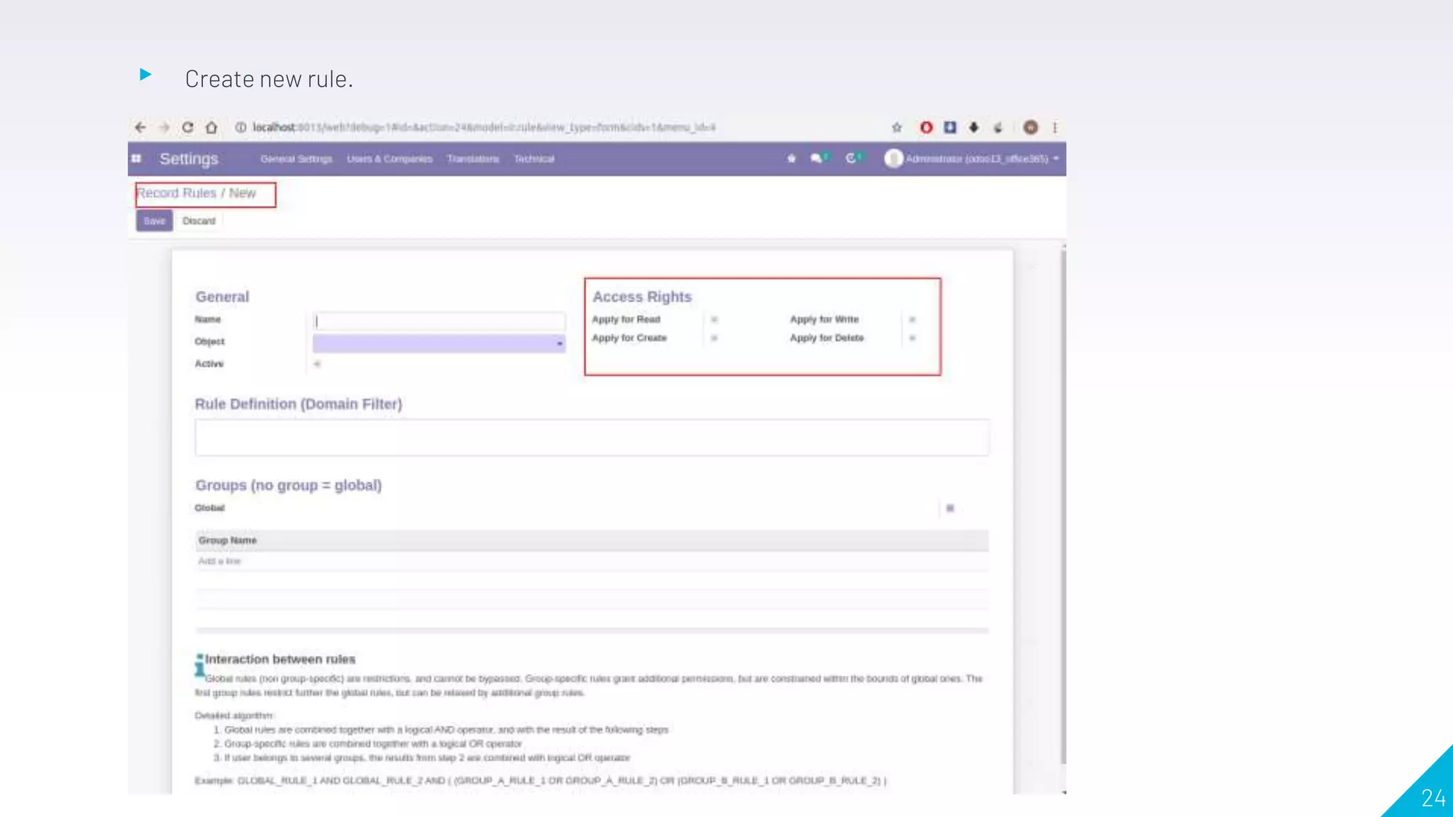 ▸ Create new rule.
24
 