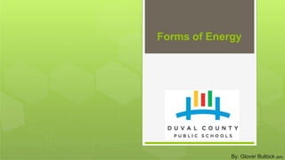 By: Glover Bullock (GIT)
Forms of Energy
 