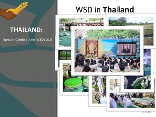 WSD in Thailand
Special Celebrations WSD2016
THAILAND:
 