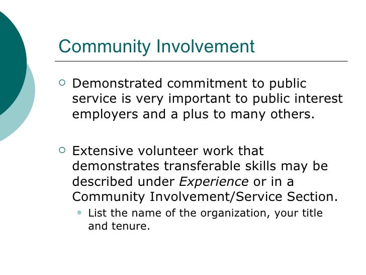 Add community involvement resume