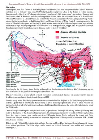 Study of Groundwater Arsenic in Terai Belt of Eastern Uttar Pradesh ...