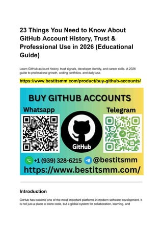 23 Essential to Buy GitHub Account Trust & Professional Use in 2026 | PDF