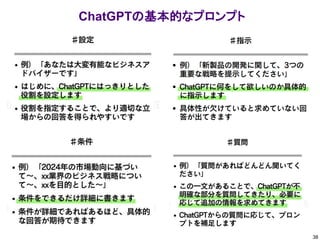 38
ChatGPTの基本的なプロンプト
 