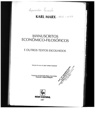 Manuscritos Econômico-Filosóficos e outros textos escolhidos - Karl Marx