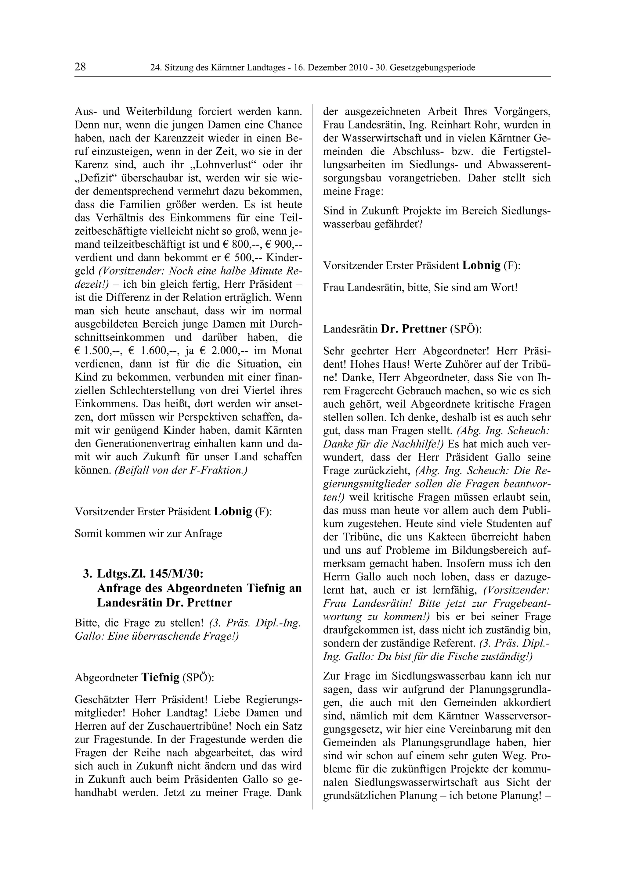 24. LTG-Sitzung am 16. Dezember 2010