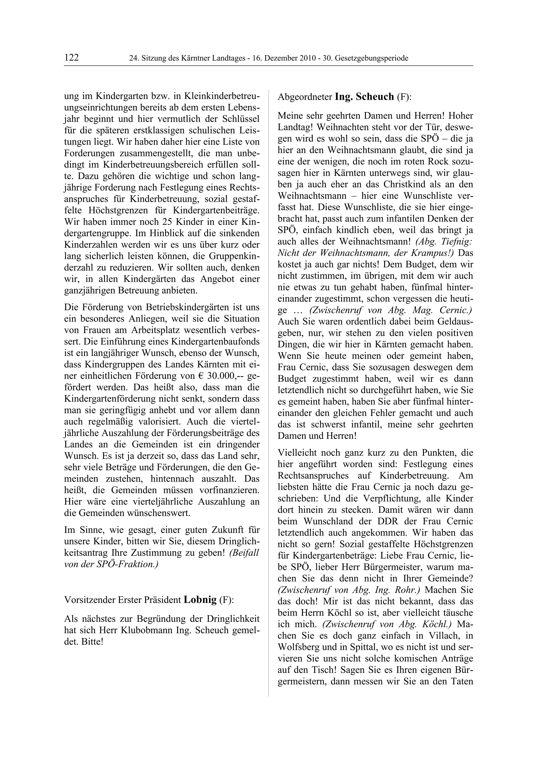 24. LTG-Sitzung am 16. Dezember 2010