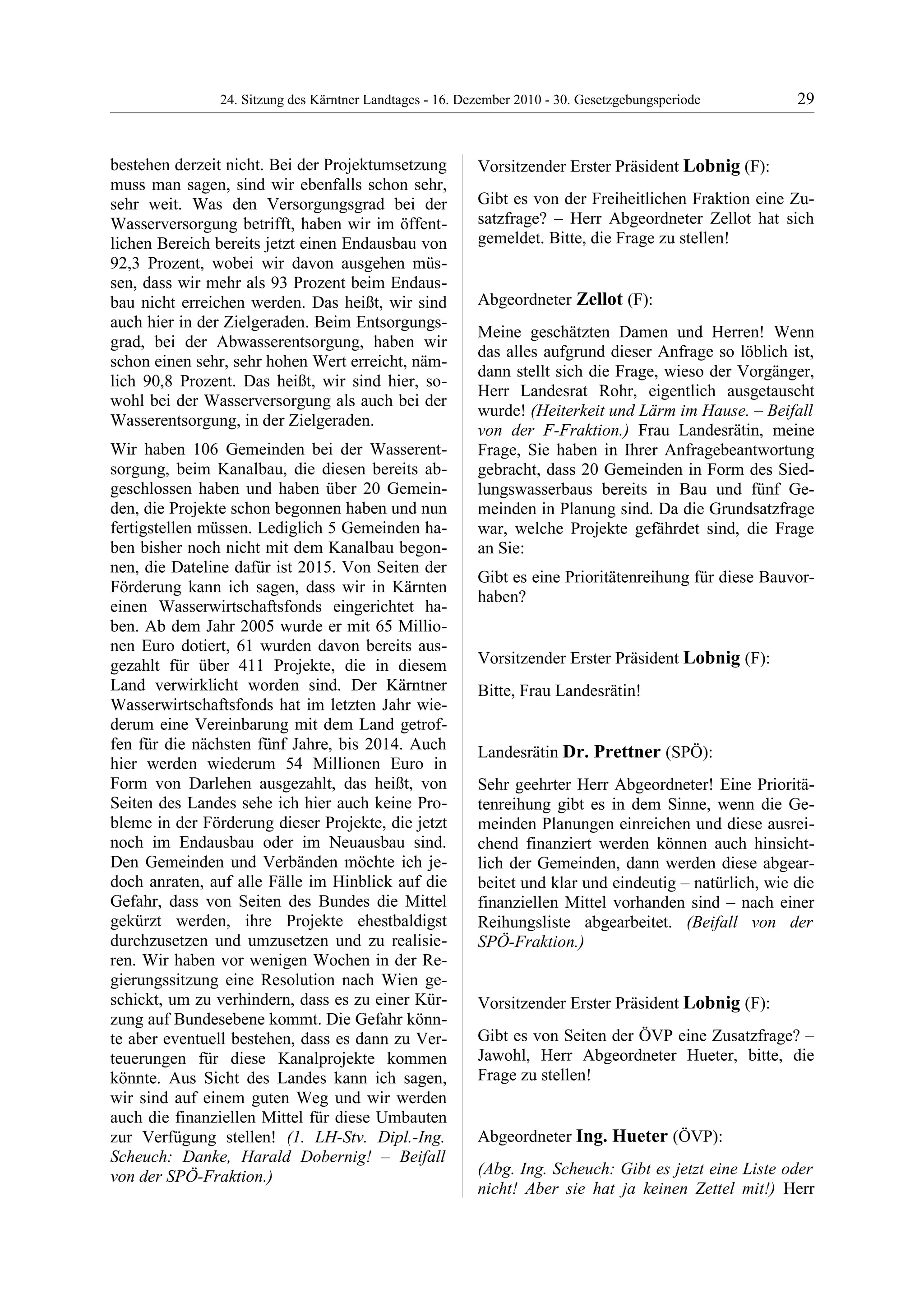 24. LTG-Sitzung am 16. Dezember 2010