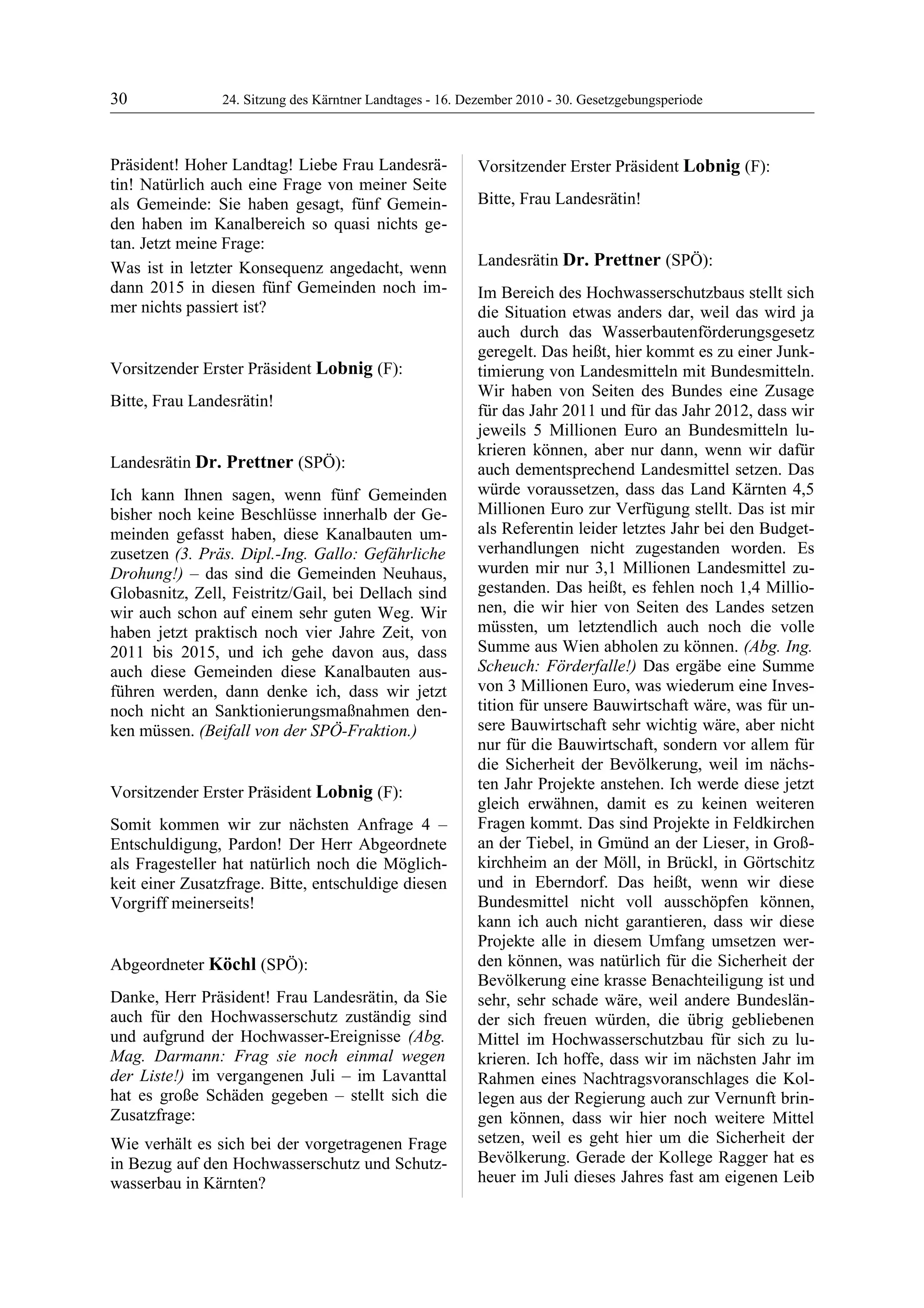 24. LTG-Sitzung am 16. Dezember 2010