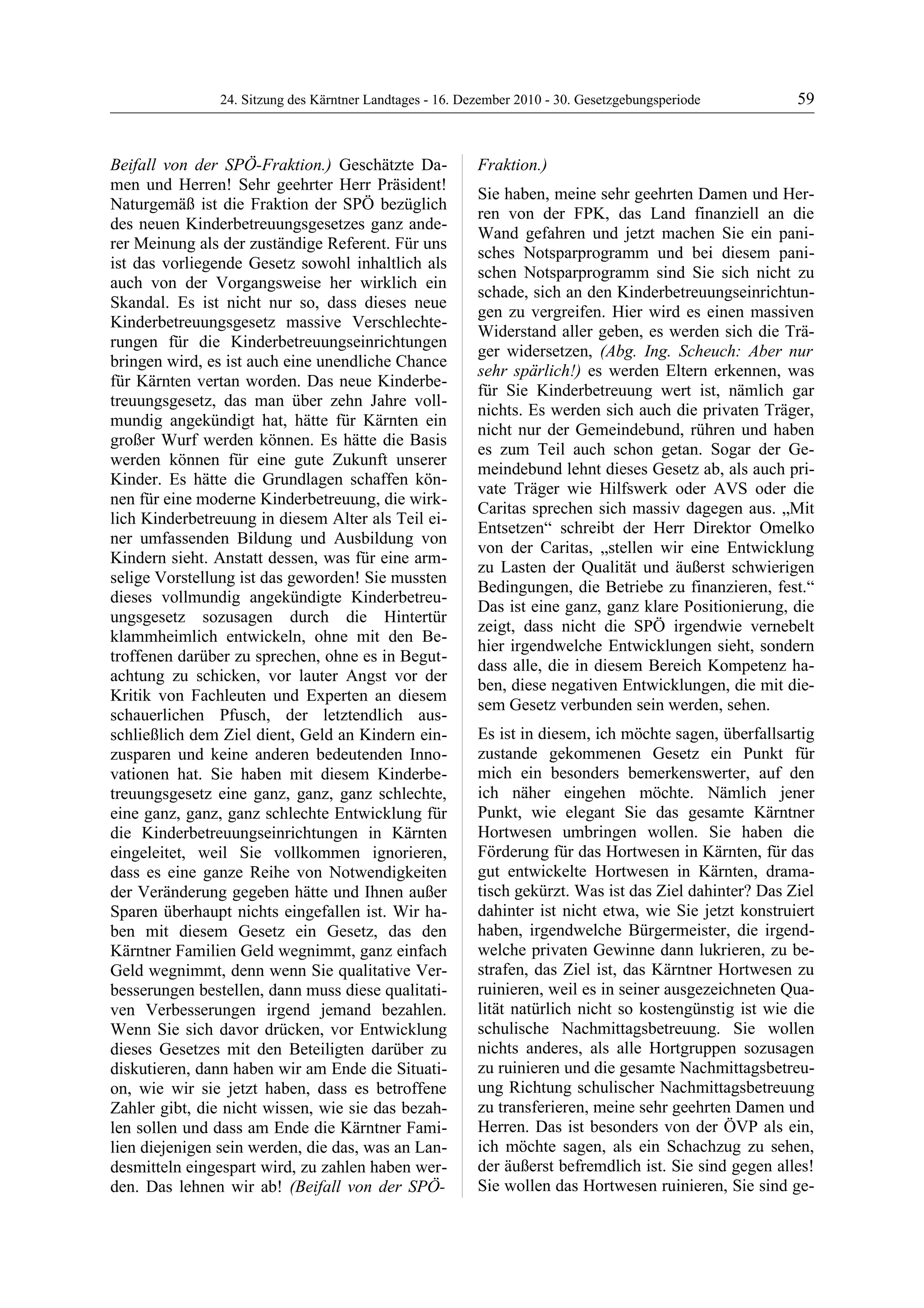 24. LTG-Sitzung am 16. Dezember 2010