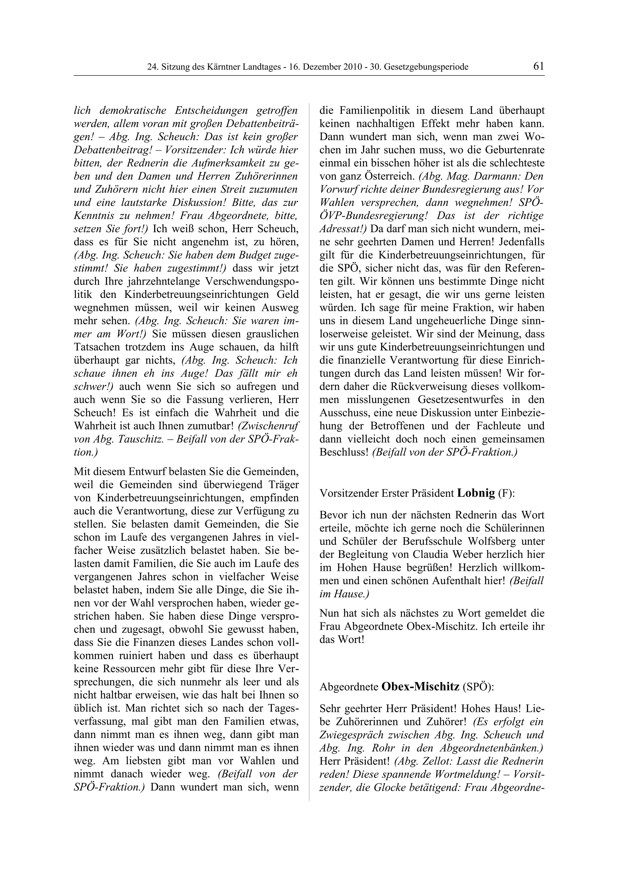 24. LTG-Sitzung am 16. Dezember 2010