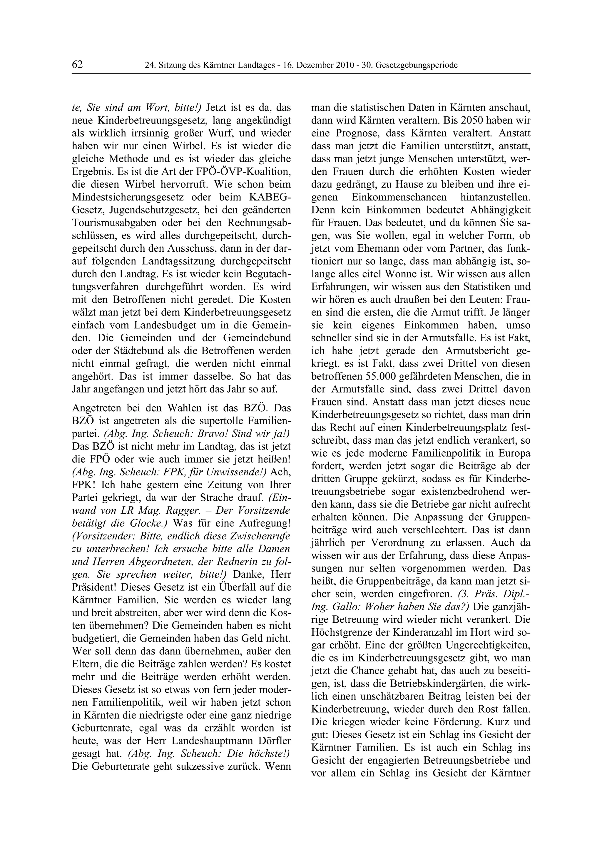 24. LTG-Sitzung am 16. Dezember 2010