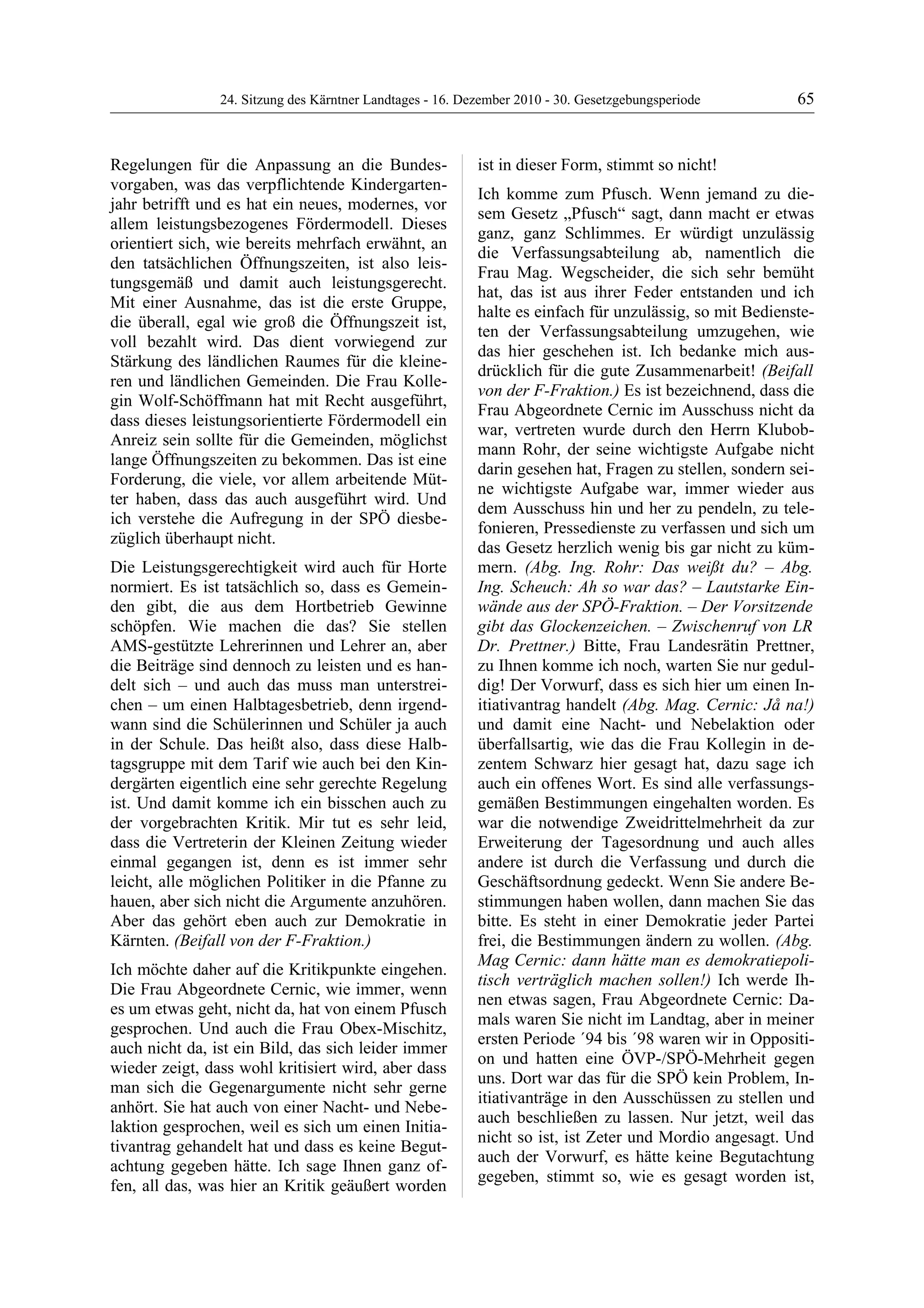 24. LTG-Sitzung am 16. Dezember 2010