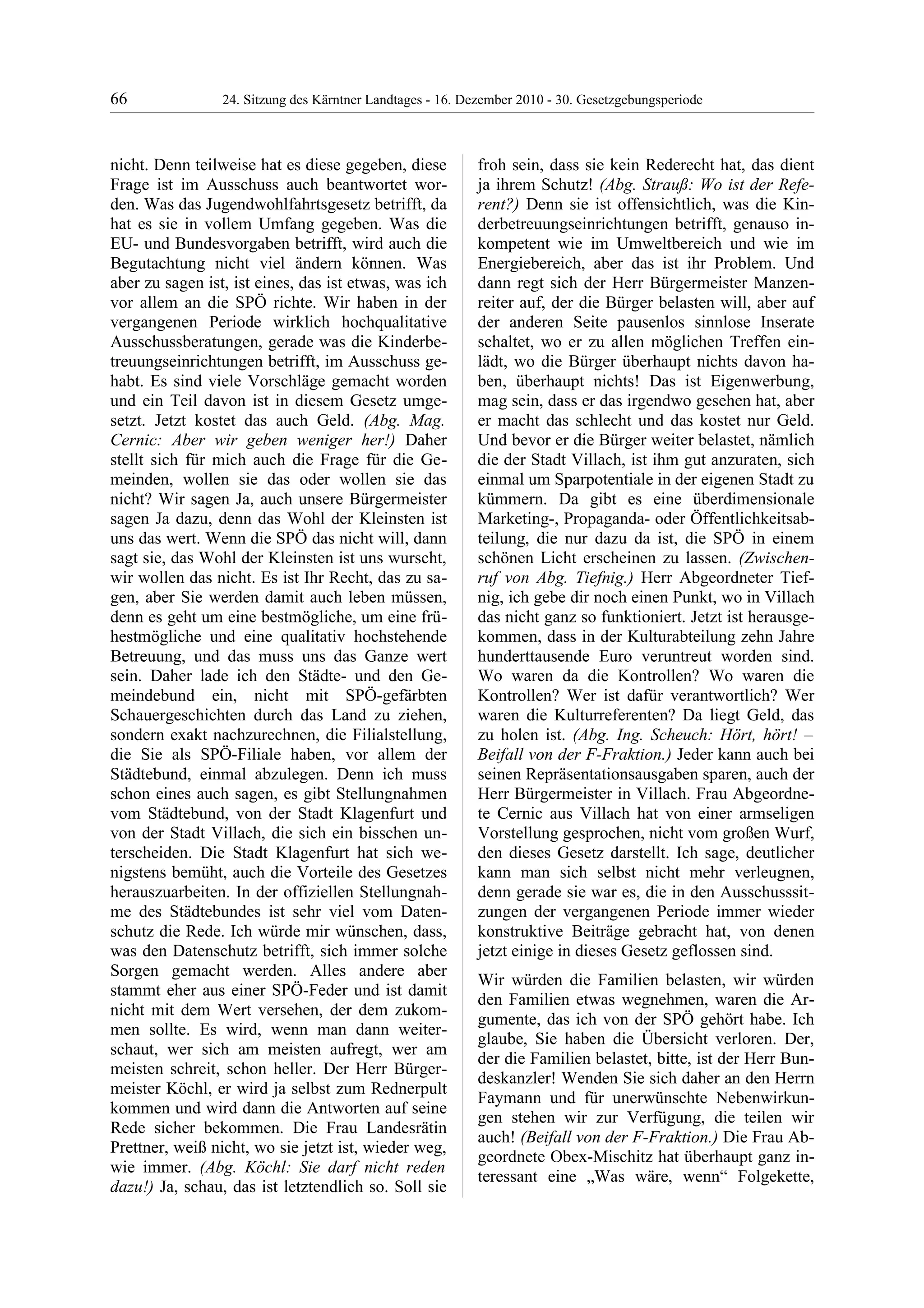 24. LTG-Sitzung am 16. Dezember 2010