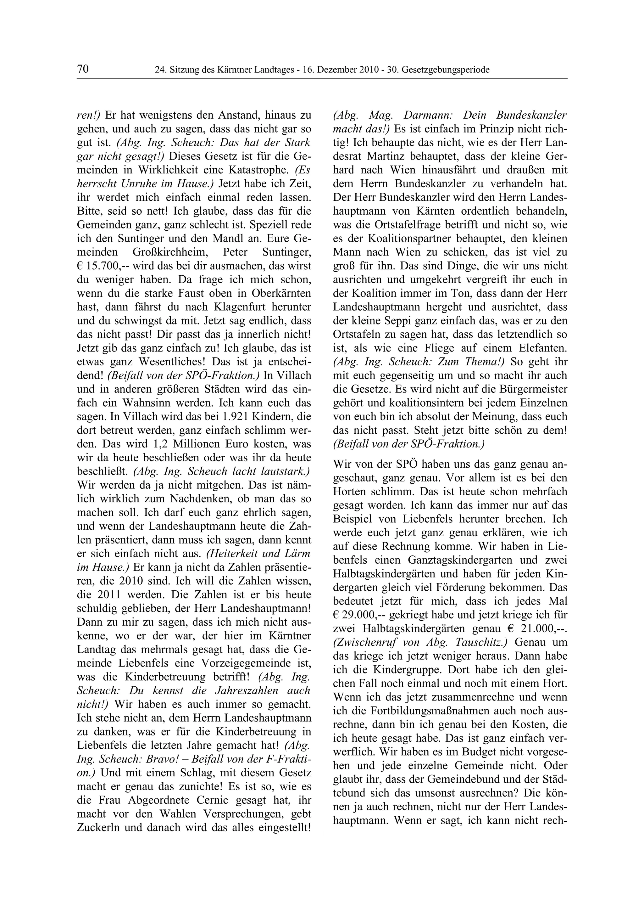 24. LTG-Sitzung am 16. Dezember 2010