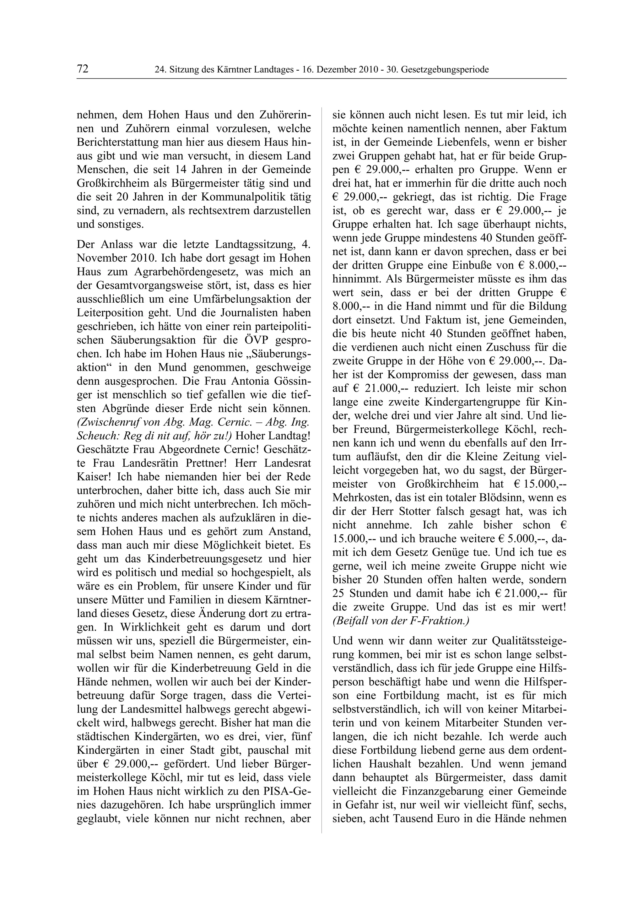 24. LTG-Sitzung am 16. Dezember 2010