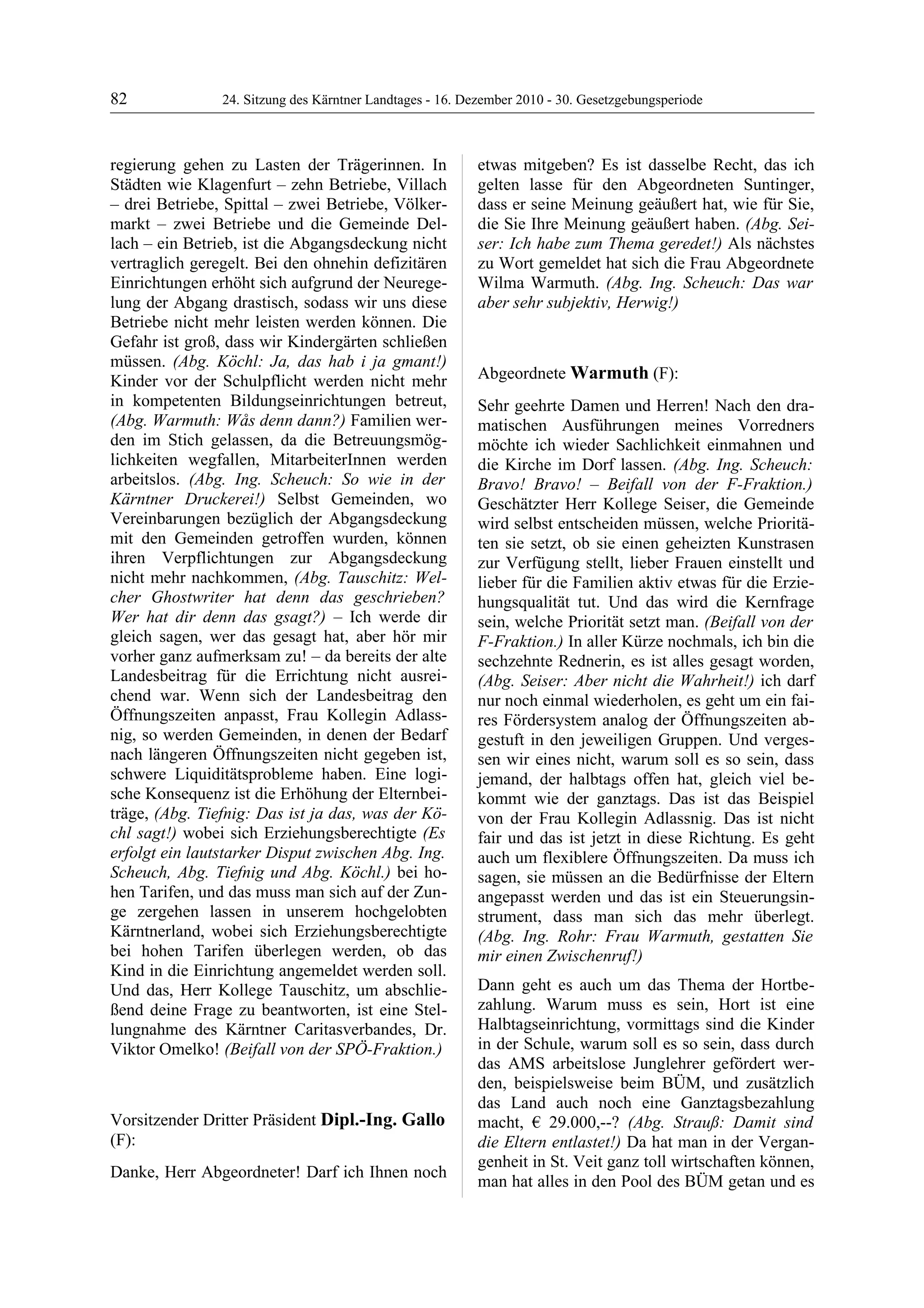 24. LTG-Sitzung am 16. Dezember 2010