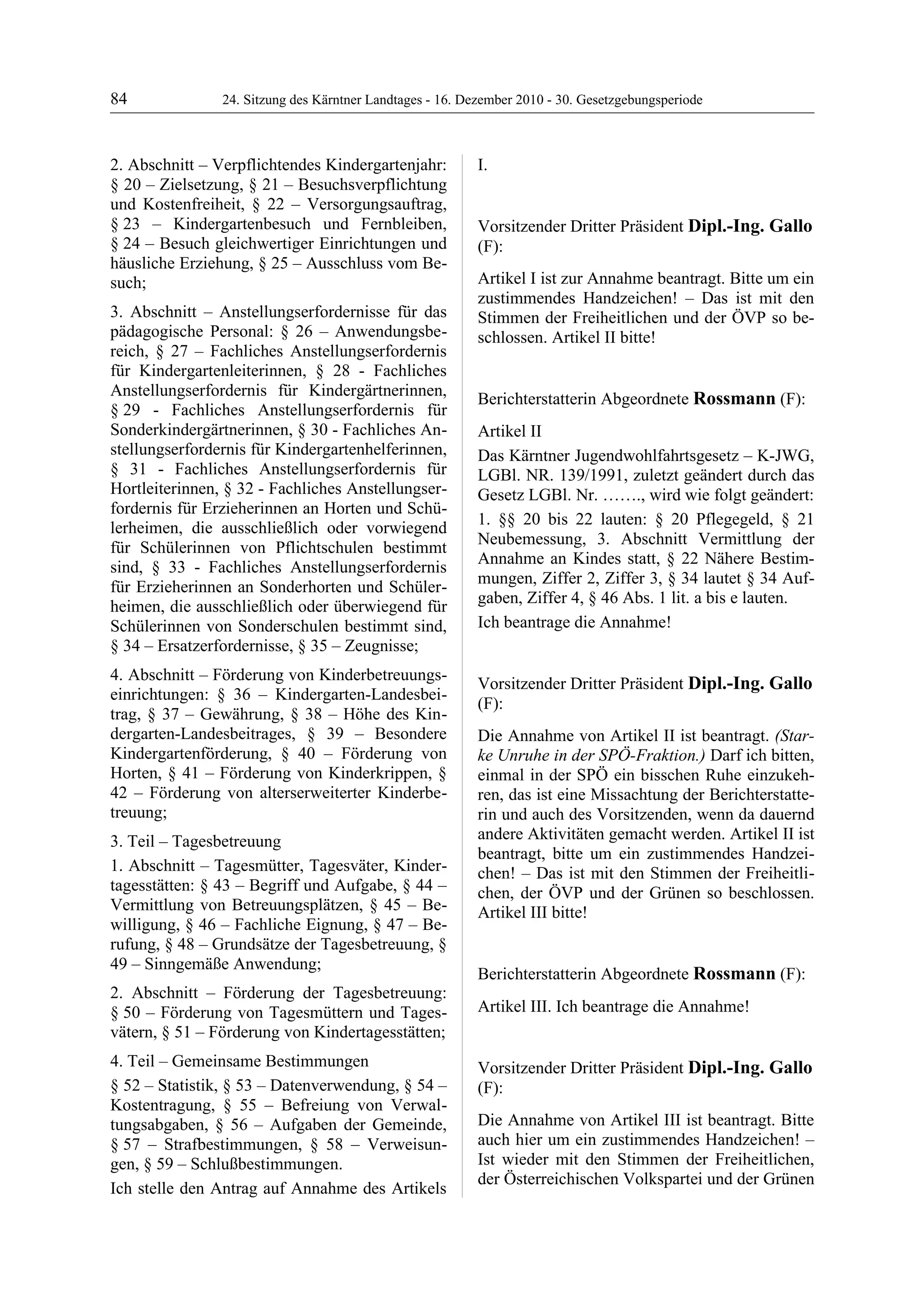 24. LTG-Sitzung am 16. Dezember 2010