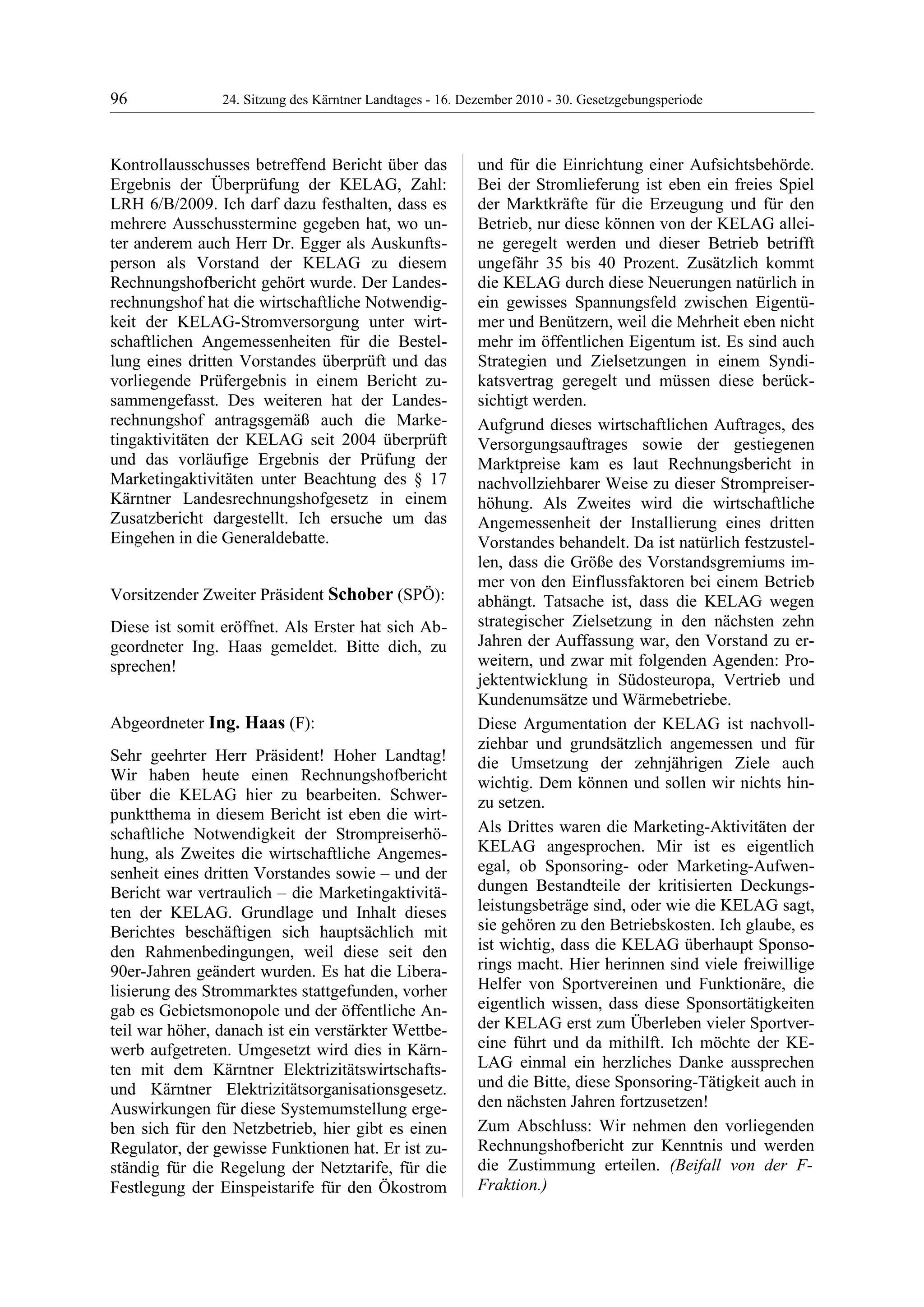 24. LTG-Sitzung am 16. Dezember 2010