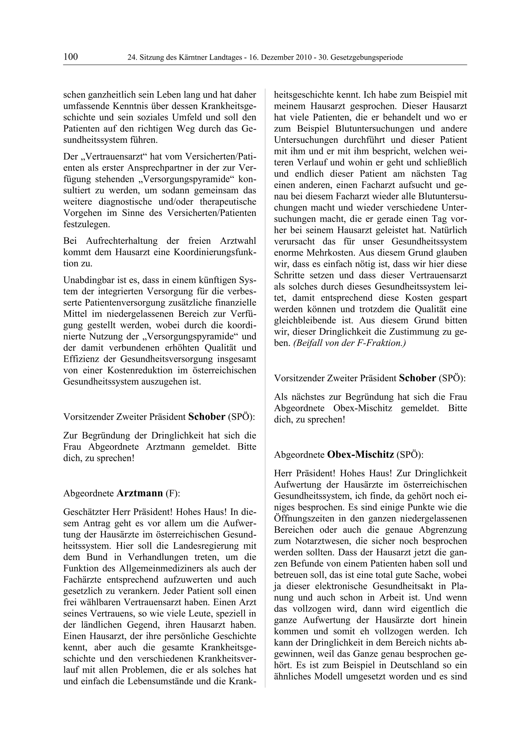 24. LTG-Sitzung am 16. Dezember 2010