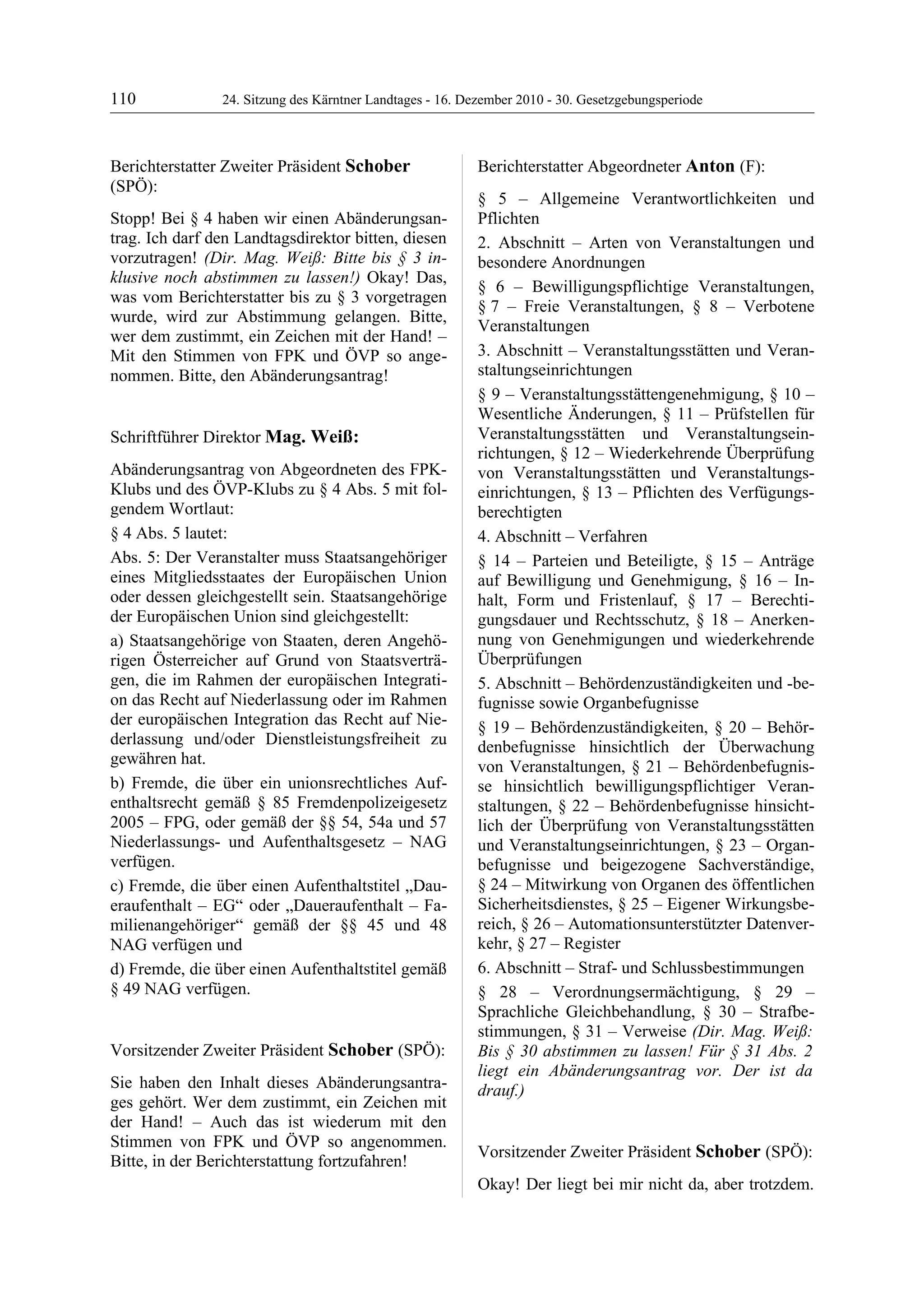 24. LTG-Sitzung am 16. Dezember 2010