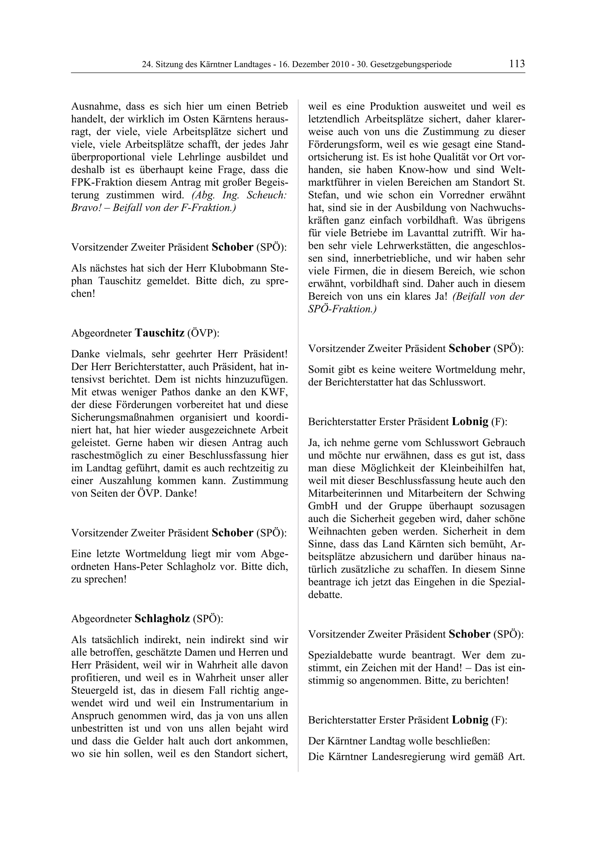 24. LTG-Sitzung am 16. Dezember 2010