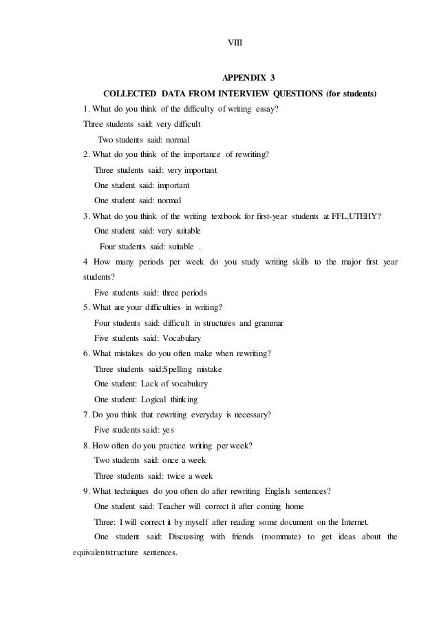 Write essay interview questions