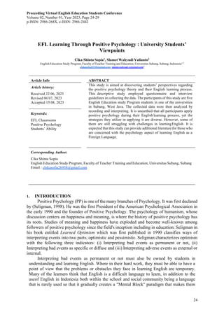 positive psychology from the students perspectives | PDF