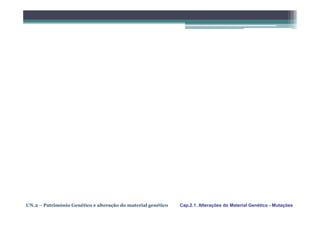UN.2 – Património Genético e alteração do material genético   Cap.2.1. Alterações do Material Genético - Mutações
 