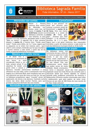 Biblioteca Sagrada Familia
Folla Informativa - Nº 24 – Marzo 2017
 