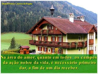 Na área do amor, quanto em todos  os campos da ação nobre da vida, é necessário primeiro dar, a fim de um dia receber. Divaldo Franco / Joanna de Ângelis 