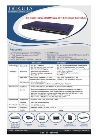 24 ports 100 / 1000 mbps sfp Ethernet Switches