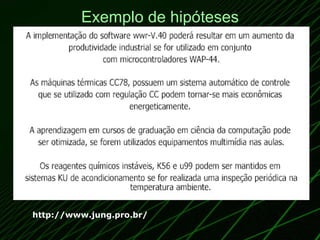 Exemplo de hipóteses http://www.jung.pro.br/ 
