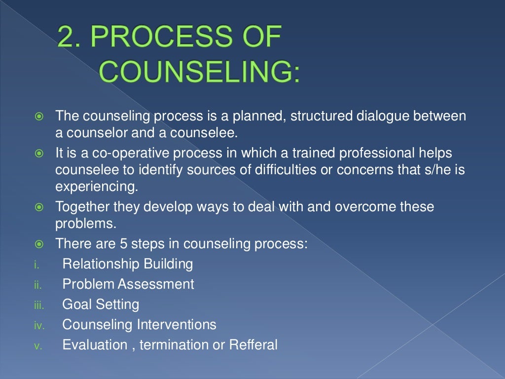 Types of Counseling, Process of Counseling and Qualities of a good Co…