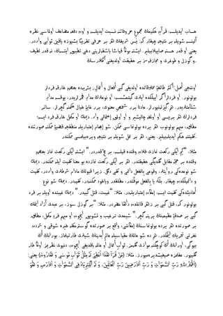 ‫ذصاب ايدييصٕ، كر آن ذهيٍڭ مجموع رحوفانتٕ ِصبت ايدييصٕ و اون دفهٕ ٌؾانف اوملاشى ُلرٔ‬
                                                        ‫ِ‬            ‫ِ‬
 ‫آىيٓصٕ طوييٕ بر ُديخٕ چيلار هك: يس رشيفڭ ره بر رحفى ثلريبًا بظيوزٔ ايكني روابى واردر.‬
                                              ‫ً‬
 ‫يهْى او كدر ذصٕٓ غاييالبييري. ايظدٕ بواڭ كياشا ابطلٕرلنيى دخى ثفبيق ايدصٕڭ، ُٕ كدر ىفيف‬
                                 ‫.و گوزل و ـوغرى و جمازفٕ‌ بر ذليلت اوىديغْى آ الڭرشڭ‬


             ‫اوُْخى أغو: أ نرث ـائف ِۀ خمسلكاثدٔ اوىديغى گبى أفهال و أمعالِِ برشيٕدٔ بهؼ خاركٕ فردرل‬
                                                    ‫ِ‬
              ‫بوىوُور. او فردرل أ گر ايييهدٔ ايرلى گيخٍسشٕ، او ُونرلڭ ٌدار خفررليدر، يوكصٕ ٌدار‬
               ‫ِ‬                           ‫ِ‬
         ‫طئآٌخرليدر. مه گ ىُٕيوررل. نادات برر خشع ٌهْوى، برر غاي ِۀ خيال مكحْٕ گچررل. شائر‬
                                                                        ‫ِ‬
       ‫فردرلڭ ره بريصى او اوملغٕ چاىيظري و او اوملق إإاىى وار. دكمي او ٌمكّو خاركٕ فرد ايصٕ؛‬
‫ٌفقل، ٌهبً بوىوُوب ره يردٔ بوىومناشى ممهَ. طو إهبام إنخبارييٕ ٌْفلخٕ كؾي ِۀ ممهْٕ غورنتدٔ‬
                       ‫.لكّيدْٕ ذنك ايدييٕبييري. يهْى، ره بر معو طوييٕ بر ُديخٕ ويرٔبيملصى ممهْدر‬
       ‫ٌثال، ”ميك ايهى رنهت منازى فالن وكخدٔ كييصٕ، بر جح ّ كدردر.“ ايظدٕ ايهى رنهت مناز بهؼ‬
   ‫وكخدٔ بر جحّٕ ٌلابو لگديگى ذليلخدر. ره بر ايهى رنهت منازدٔ بو ٌهْا لكّيت اييٕ ممهْدر. دكمي‬
   ‫طو ُوندٔنى رو اتيرل، وكونى ِباىفهو دامئى و لكّى دلگ. زيرا كبوىڭ ٌادام رشـرلى واردر، لكّيت‬
                                                                                    ‫ّ‬
            ‫و دامئييهدن چيلار. بيهك اي ِباىفهو ٌوكخدر، ٌفيلدر وايخود ممهْٕدر، لكّيٕدر. دكمي طو ُوع‬
‫أذاديثدٔنى لكّيت ايصٕ، إٌاكن إنخبارييٕدر. ٌثال: ”غيبت، كخو گبيدر.“ دكمي غيبخدٔ اوييٕ بر فرد‬
 ‫بوىوُور هك، كخو گبى بر زرهِ كاثيدن داٖا ٌرضدر. ٌثال: ”بر گوزل شوز، بر نبدى آزاد متيام‬
   ‫گبى بر غدك ِۀ نليٍُٕڭ يرنيٕ گچر.“ طيٍدى حرغيب و جظويق اچيون او ٌهبً فر ِد ٌمكّو، ٌفقل‬
     ‫بر غورثدٔ ره يردٔ بوىومناشٓڭ إٌاكُْى، واكم بر غورثدٔ گوشسٌلكٕ خرئ طوكى و رشدن‬
        ‫ُفرثى حتريم متياهدر. مه دٔ طو ناملڭ ٌلياشييٕ ناا ِ أبدنيڭ طيرلى ـارثيملاز. بوراُڭ أڭ‬
‫بيوگى، اوراُڭ أڭ نوچگْٕ ٌوازى لگٌٕز. رو اب أمعال او ناملٕ ابكديغى اچيون، دُيوى ُلرميز اواڭ ـار‬
‫ون} يهْى:‬‫َا‬      ‫َا َا‬                ‫ْ ِ َا َا َا ُ‬
              ‫لگييور. نلملزٔ غيغيظديرٌٔيورز. ٌثال: {ٌَاَ كَارا َا ٖذا ا ُْنفى ىَإُ ٌِثْو ر َاَاو اب ٌُوشى و ٖارُ‬
                                                      ‫ِ‬
    ‫{اَاحْل َا ُْد ِﷲِ رب اىصٍوات و رب اْالَارؽني رب اىْهَاامل َاني، و ىَإُ اىْه ْربيَااءُ فى ا ِىصٍوات و اْالَارض و ُٖ‬
 ‫َا َا ِ ِ َّرل َا ِ َا ْ ِ َا وَا‬                                        ‫َا ّ َّرل َا ِ َا َا ّ َا ِ َا َا ّ‬     ‫ْ‬
                                         ‫ِ‬                  ‫ِ ِ‬                        ‫ِ‬                 ‫ِ‬
 
